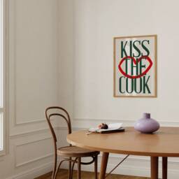 Kiss The Cook Print, Cooking Retro Art Kitchen Poster, Gallery Wall Decor, Art, Unframed - thumbnail 3