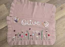 Personalised Baby Newborn Children's Blankets Wildflowers Bee Butterfly Name Rocket Sun Teddy Bear Fairies - thumbnail 1