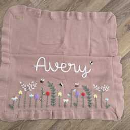 Personalised Baby Newborn Children's Blankets Wildflowers Bee Butterfly Name Rocket Sun Teddy Bear Fairies - thumbnail 4