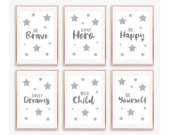 Grey Nursery Prints, Boys Star Bedroom Teen Boy Wall Art, Quote Poster, Girls Decor - image 1
