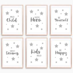 Grey Nursery Prints, Boys Star Bedroom Teen Boy Wall Art, Quote Poster, Girls Decor - thumbnail 3