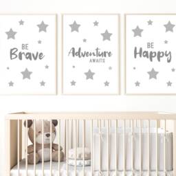 Grey Nursery Prints, Boys Star Bedroom Teen Boy Wall Art, Quote Poster, Girls Decor - thumbnail 2