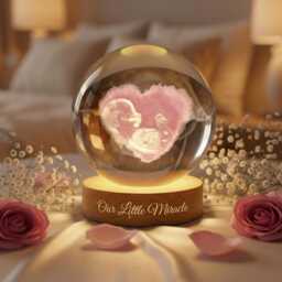 Ultrasound Heart Crystal Ball Night Light, Baby Announcement Gift, Pregnancy Keepsake Lamp, Custom Sonogram Led Globe - thumbnail 2