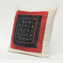 Vintage Hill Tribe Hemp Cushion Cover - Indigo Batik Pillow, 20x20 - thumbnail 3
