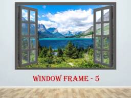 Fake Window Mountain Lake Wall Sticker Nature 3D View Decal - thumbnail 1