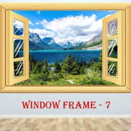 Fake Window Mountain Lake Wall Sticker Nature 3D View Decal - thumbnail 4