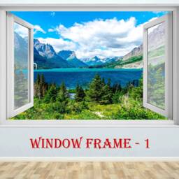 Fake Window Mountain Lake Wall Sticker Nature 3D View Decal - thumbnail 2