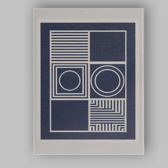 Modern Navy Blue Geometric Line Circle Grid Abstract Canvas Wall Art Print Decor Picture Ready To Hang - image 1