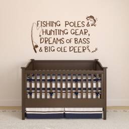 Fishing Hunting Nursery Wall Decal Bass, Deer, Lake Cabin Decor Ww110 - thumbnail 3