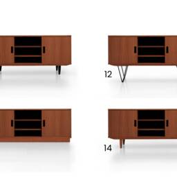 Mid-Century Sideboard, Dresser, Commode, Credenza Made Of Oak Vaneer - Teak Colour Livlo T-S14 - thumbnail 2