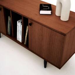 Mid-Century Sideboard, Dresser, Commode, Credenza Made Of Oak Vaneer - Teak Colour Livlo T-S14 - thumbnail 4