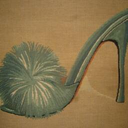 Glamour Fluffy Slipper Tres Bombshell Blue Woven Tapestry Cushion Cover Sham - thumbnail 2