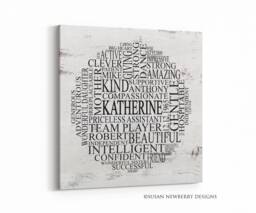 Custom Word Cloud Circle Print Or Canvas - Gift Weddings, Anniversaries, Birthdays, Retirement, Friendship, Graduation - thumbnail 1
