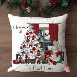 Christmas Cushion, Tree, Gift, Decoration, Bauble, Family Mr & Mrs, With - thumbnail 2