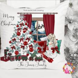 Christmas Cushion, Tree, Gift, Decoration, Bauble, Family Mr & Mrs, With - thumbnail 3