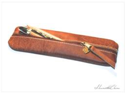 Water Buffalo Leather Pencil Case Pen For 5-6 Pens Also Suitable Men Handmade Unique Item Elegant Gift - Buffalo - thumbnail 1