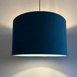Teal Velvet Drum Lampshade, White Lining, Ceiling Or Lamp Shade - thumbnail 3