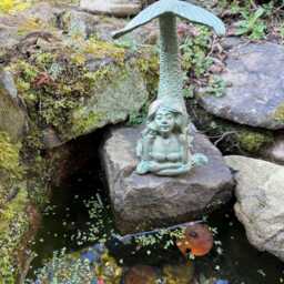 Cast Iron Tail Flicking Mermaid Garden Ornament - Verdigris Solid Metal Sculpture - thumbnail 2