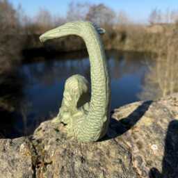 Cast Iron Tail Flicking Mermaid Garden Ornament - Verdigris Solid Metal Sculpture - thumbnail 3