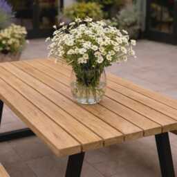 Brigg Outdoor Straight Edge Dining Table Steel Trapezium Legs - thumbnail 3