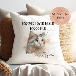 Cat Photo Memorial Cushion Custom Pet Keepsake Pillow - thumbnail 2