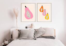 Bright Fruit, Drawing Print Set Of 2 Wall Art Print, Contemporary Abstract, Living Room Prints , Colourfu Poster, Fast Delivery A2 - thumbnail 1