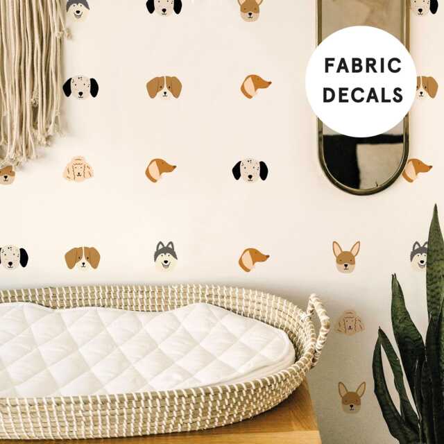 54 Cute Dog Fabric Wall Stickers - Removable Nursery Decals - image 1