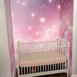 Purple Clouds Wall Mural Fantasy Baby Decal Sticker Decor Light Pink Sparkle Ceiling Customizable Sky Wall Paper Removable - thumbnail 2