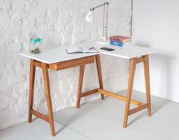 L-Shaped Corner Desk With One Drawer Various Colors Luka - Oak Finish, Right Hand - thumbnail 1