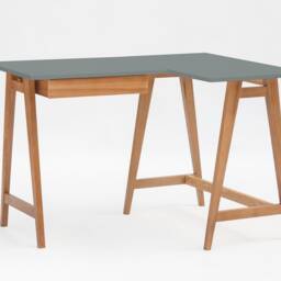 L-Shaped Corner Desk With One Drawer Various Colors Luka - Oak Finish, Right Hand - thumbnail 3