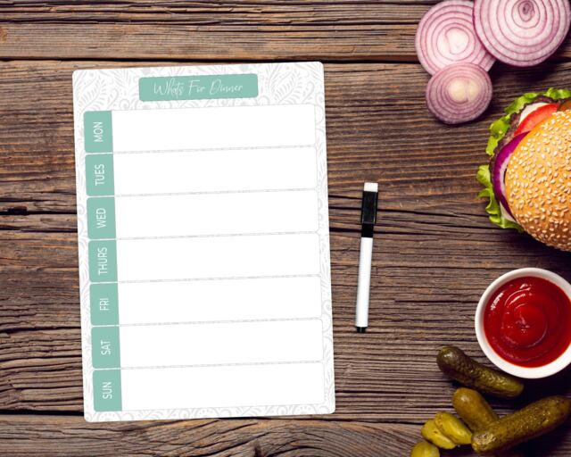 Weekly Family Menu Meal Planner Whiteboard - Wipe Clean Small Meals Organiser Dry Board - image 1