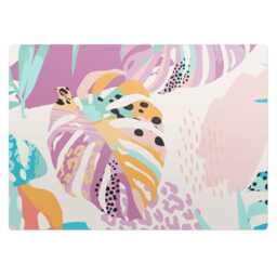 Abstract Leaves Office Chair Floor Protector, Purple Desk Mat, Pattern Vinyl Gaming Mat - thumbnail 2