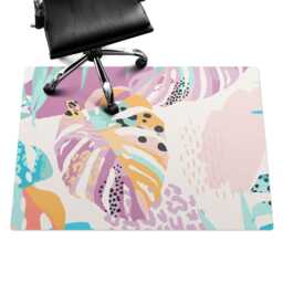 Abstract Leaves Office Chair Floor Protector, Purple Desk Mat, Pattern Vinyl Gaming Mat - thumbnail 3