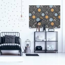 Blue & Gold Space Roller Blind, Children's Made To Measure, Space Blind - thumbnail 2