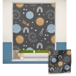 Blue & Gold Space Roller Blind, Children's Made To Measure, Space Blind - thumbnail 1
