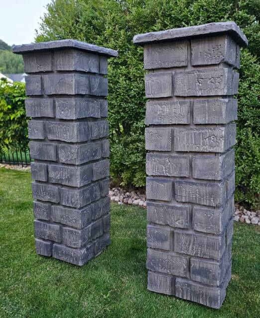 stone Pillars, Halloween Prop, Yard Decoration, Graveyard Art, Pillar, Archway Columns, Gate, Gargoyle Decor, Skeleton - image 1