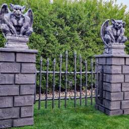 stone Pillars, Halloween Prop, Yard Decoration, Graveyard Art, Pillar, Archway Columns, Gate, Gargoyle Decor, Skeleton - thumbnail 3