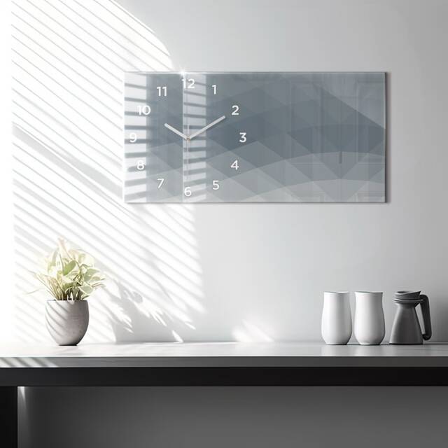 Wave Abstraction Wall Decor, Gray Unique Clock, Abstraction Large Wall Clock, Horizontal Clock - image 1