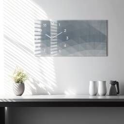 Wave Abstraction Wall Decor, Gray Unique Clock, Abstraction Large Wall Clock, Horizontal Clock - thumbnail 1