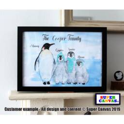 Handmade Penguin Family Custom Animal Portrait Framed A4 Print Gift For Grandparents Mum Dad Wife Husband Best Friend Birthday - thumbnail 2