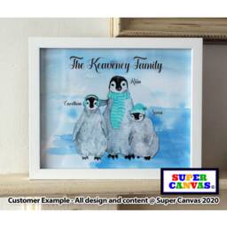 Handmade Penguin Family Custom Animal Portrait Framed A4 Print Gift For Grandparents Mum Dad Wife Husband Best Friend Birthday - thumbnail 3