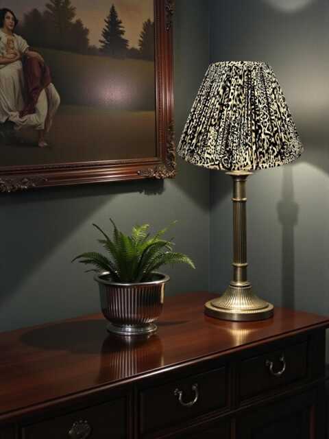Traditional Pleated Lynx Print Lampshade - Tapered Drum, British Made - Animal Fabric Lamp Shades - image 1