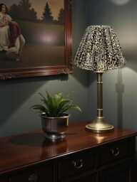 Traditional Pleated Lynx Print Lampshade - Tapered Drum, British Made - Animal Fabric Lamp Shades - thumbnail 1