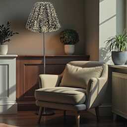 Traditional Pleated Lynx Print Lampshade - Tapered Drum, British Made - Animal Fabric Lamp Shades - thumbnail 2