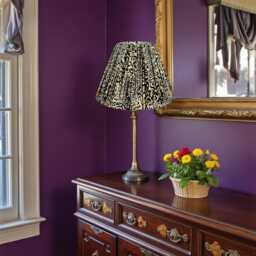 Traditional Pleated Lynx Print Lampshade - Tapered Drum, British Made - Animal Fabric Lamp Shades - thumbnail 3