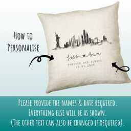 Personalised New York City Watercolour Anniversary Cushion Custom Design Gift Valentines Present - Wedding Pillow Cs259 - thumbnail 3