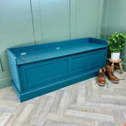 Solid Wood Storage Bench Shaker Panel Hall Seat, Custom Paint Color - thumbnail 1