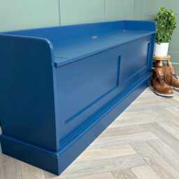 Solid Wood Storage Bench Shaker Panel Hall Seat, Custom Paint Color - thumbnail 2