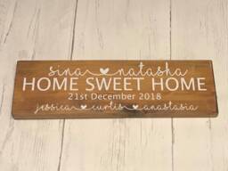 Personalized Home Sweet Wooden Sign - Established Date, Rustic Wall Decor - thumbnail 1