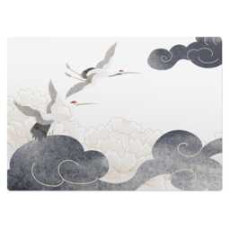 Cranes & Clouds Desk Chair Mat, White Computer Office Animals Gaming Floor Protector